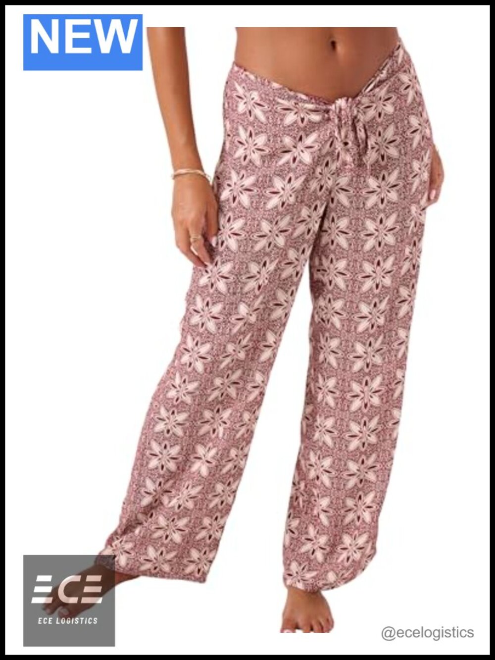 Wide Leg Swim Cover-Up Pants Linen Blend Drawstring Beach Palazzo Pants